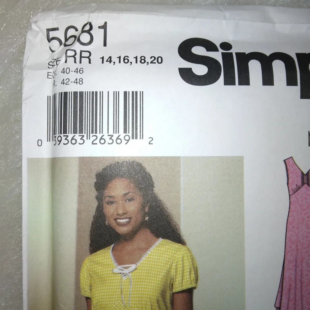 SIMPLICITY 5681 Six Dresses made EASY, sleeve and neckline variations sz 14-20